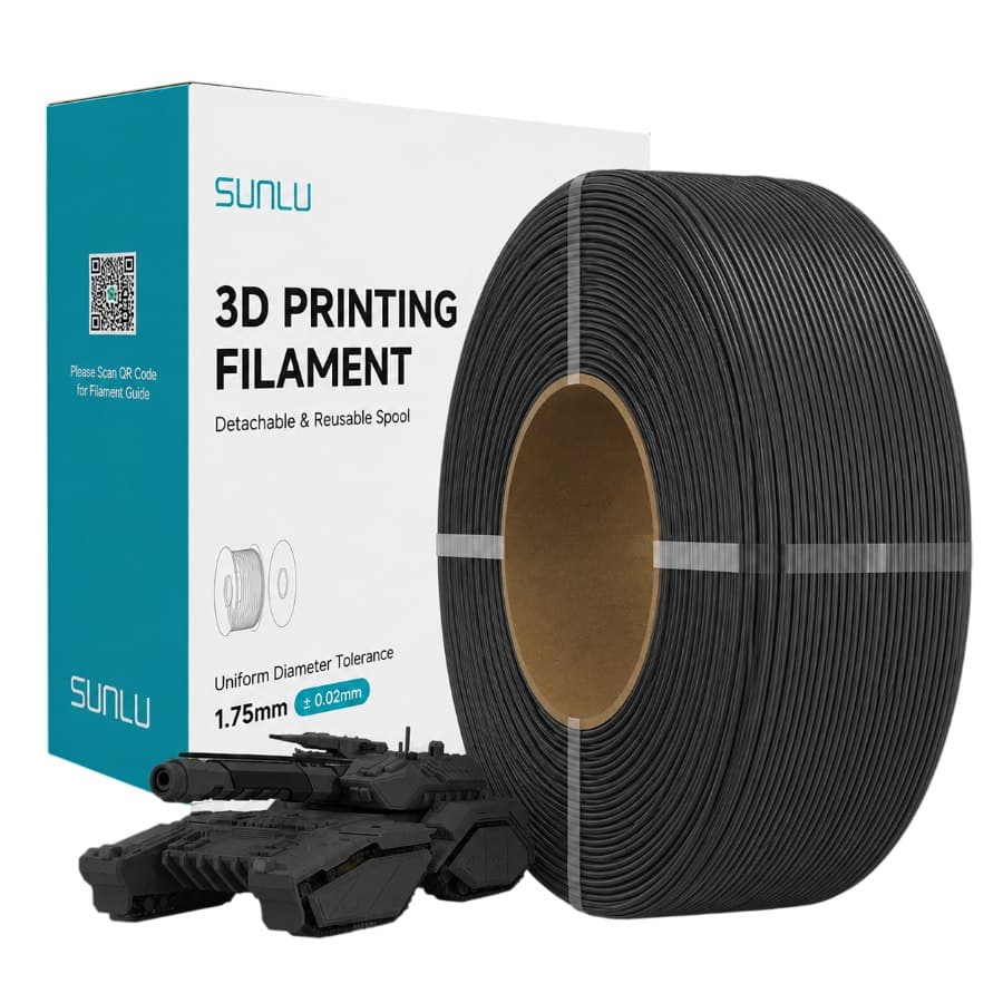 SUNLU PLA Black Refill 1 кг 1.75 мм — котушка філаменту