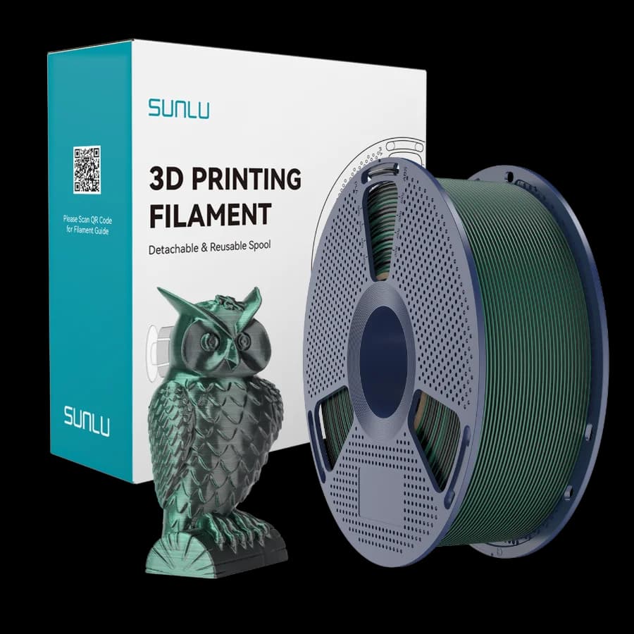 SUNLU Silk PLA+ Dual Color Black Green 1 кг 1.75 мм — котушка філаменту
